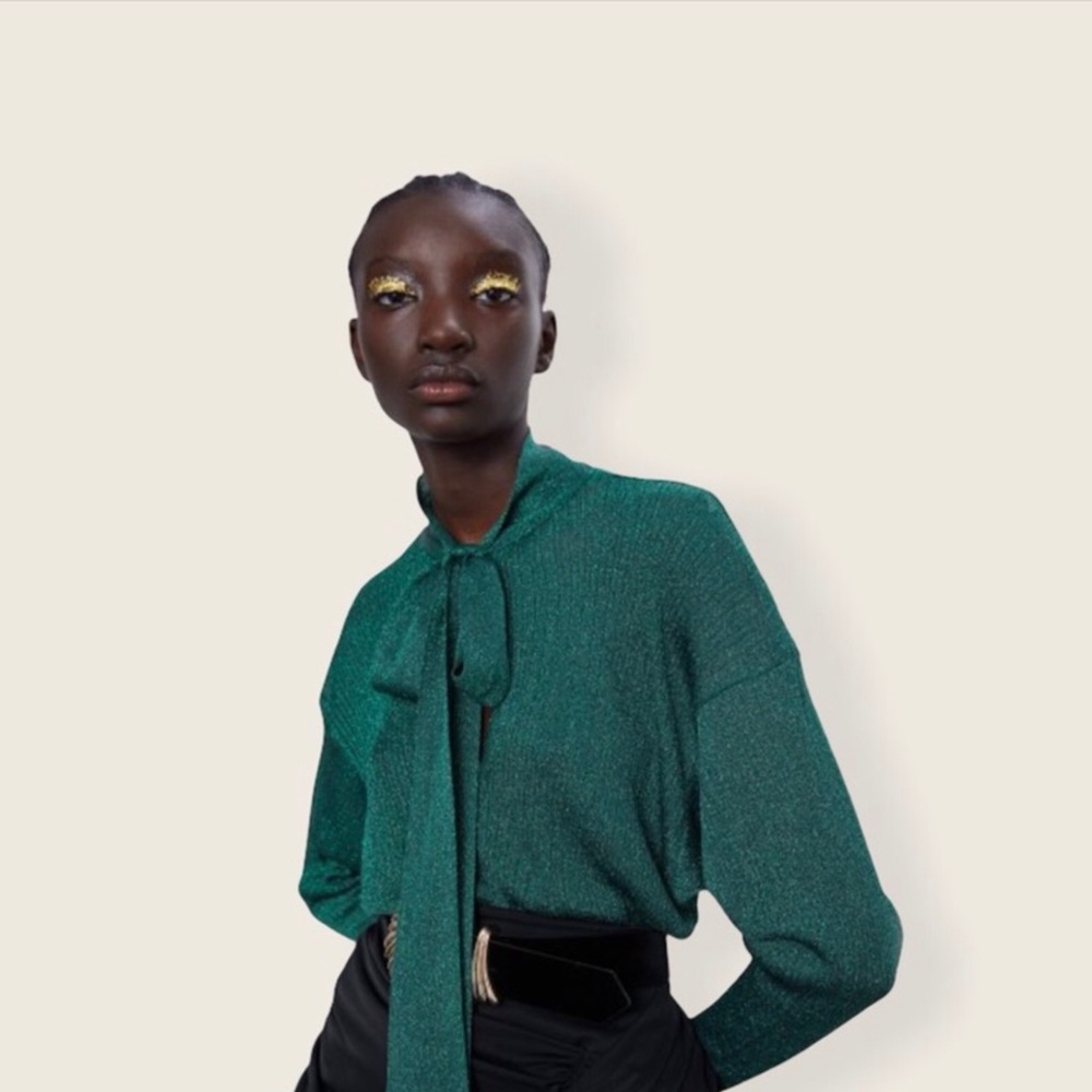Zara women green long sleeves top size XL
